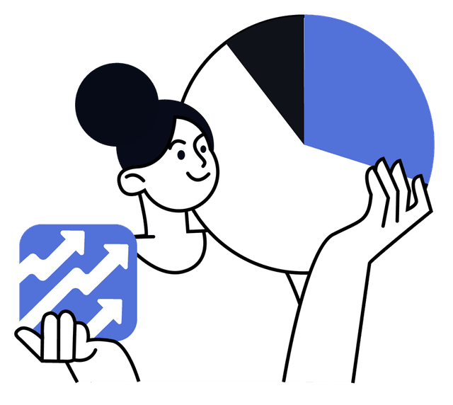 Illustration of a rising sales growth chart